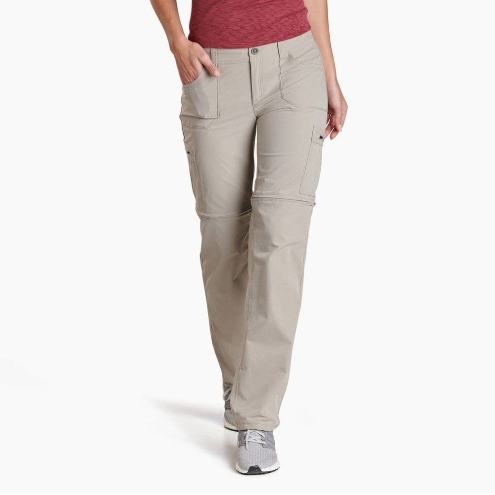 KUHL Womens 12 Reg Khaki Convertible Zip Off Hiking Cargo Pants Ripstop Tan